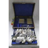 OAK CASED PART CANTEEN OF SILVER PLATED CUTLERY,