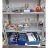 SELECTION OF CRYSTAL GLASSES ETC INCLUDING STUART CRYSTAL, CLOISONNE BOX,