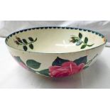 WEMYSS WARE BOWL DECORATED WITH ROSES, UNMARKED - 24CM DIAMETER,