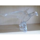 GLASS DOVE FIGURE SIGNED ON BASE HEIGHT 29CM Condition Report: Birds beak has a