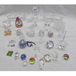 SELECTION OF SWAROVSKI AND OTHER CRYSTAL ITEMS INCLUDING ANIMAL FIGURES, CANDLE STICKS,