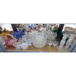 SELECTION OF GREEN GLASSWARE,