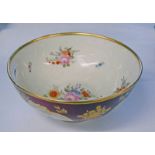 MEISSEN STYLE PORCELAIN RED BOWL DECORATED WITH FLOWERS,
