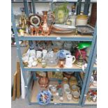 GLASS PAPER WEIGHTS, MAHOGANY WESTMINSTER CHIME CLOCK, VARIOUS DECANTERS, SILVER PLATED WARE,