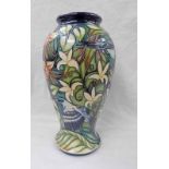 MODERN MOORCROFT BALUSTER VASE: CHAPADA SUN CONURE PATTERN BY SIAN LEEPER - 26CM TALL