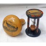 TARTANWARE EGG TIMER - HIGH ST GRANTON & A MAUCHLINE WARE BURNS COTTAGE DARNING MUSHROOM