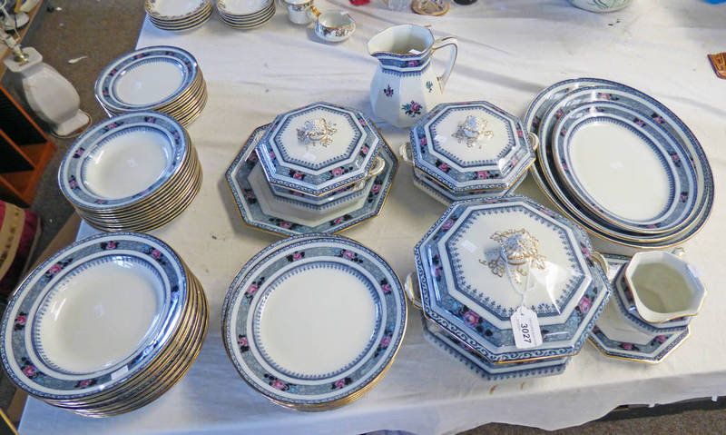 PORCELAIN DINNERWARE SET MARKED LOSOL WARE, KEELING & CO LTD WITH BLUE,