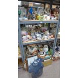 LARGE SELECTION OF VARIOUS GLASSWARE CERAMICS, ETC INCLUDING, VASES DISHES, FIGURES,