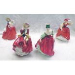 FOUR ROYAL DOULTON FIGURES: HN 2399 - BUTTERCUP, HN 1834 - TOP O' THE HILL,