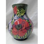 MOORCROFT ANEMONE TRIBUTE PATTERN VASE BY EMMA BOSSONS, DATED 2002. 23.