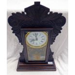 CARVED AMERICAN MANTLE CLOCK - 56CM TALL