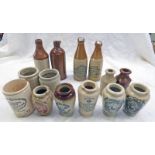 VARIOUS STONEWARE GINGER BEER BOTTLES, CREAM JARS ETC INCLUDING HAY & SONS, ABERDEEN,