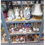 VARIOUS PORCELAIN, GLASSWARE & WOODEN CARVINGS,