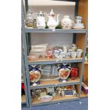 LARGE SELECTION OF VARIOUS PORCELAIN INCLUDING SPODE TEAWARE, POTTERY CLOCK,