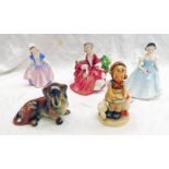 3 ROYAL DOULTON FIGURES: HN1908 - LYDIA, HN2196 - THE BRIDESMAID,