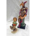 ROYAL DOULTON FIGURE THE JESTER HN2106 & HUMMEL FIGURE HAPPY TRAVELLER