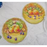 PAIR OF COALPORT FRUIT DECORATED CABINET PLATES BY M GOSLING & R P BALL - 27CM DIAMETER