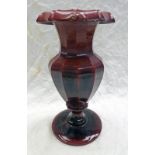 RED AGATE BALUSTER VASE - 26.