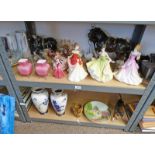 SELECTION OF VARIOUS PORCELAIN INCLUDING DOULTON FIGURES, BESWICK HORSES,