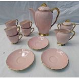 CARLTON WARE PORCELAIN COFFEE SET WITH PINK & GOLD DECORATION