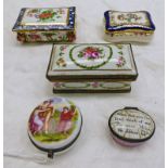 SELECTION OF PORCELAIN & ENAMEL SNUFF BOXES WITH FLORAL DECORATION