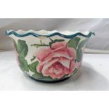 WEMYSS WARE CABBAGE ROSES BOWL WITH GREEN MARK TO BASE - 17CM DIAMETER