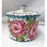 WEMYSS BISCUIT BARREL DECORATED WITH ROSES,