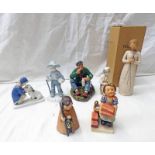 ROYAL DOULTON FIGURE THE WAYFAIR, 2 HUMMEL FIGURES, COPENHAGEN FIGURES,