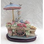 LLADRO PORCELAIN FIGURE SET OF A LADY FLOWER SELLER .