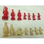 SELECTION OF STAINED IVORY ORIENTAL FIGURES. TALLEST - 7.