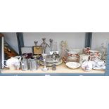 SELECTION OF PORCELAIN, ETC INCLUDING ROYAL STANDARD TEASET, WEDGWOOD FIGURE, SILVER NAPKIN RINGS,