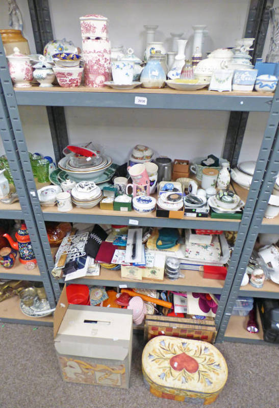 LARGE SELECTION OF VARIOUS PORCELAIN OVER 2 SHELVES & LARGE SELECTION OF ODDMENTS OVER 2 SHELVES