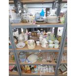 SELECTION OF VARIOUS PORCELAIN & GLASS INCLUDING TEASETS, SHERRY GLASSES, FRAMED PICTURES,