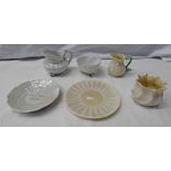 SELECTION OF BELLEEK AND OTHER PORCELAIN INCLUDING CUPS, SAUCERS,