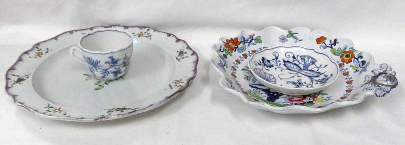 18TH CENTURY PEARLWARE PLATE WITH PURPLE RIM,