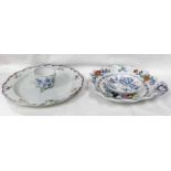 18TH CENTURY PEARLWARE PLATE WITH PURPLE RIM,