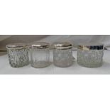 SILVER HAMMER EFFECT LIDDED JAR LONDON 1903 & 3 OTHERS