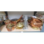SELECTION OF VARIOUS COPPER & BRASS WARE INCLUDING COAL BUCKET, KETTLE,