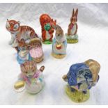 5 BESWICK BEATRIX POTTER FIGURES INCLUDING TOMMY BROCK & HUNCA MUNCA WITH SILVER MARKS & USSR TIGER