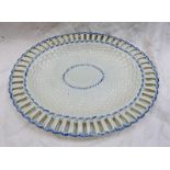 EARLY 19TH CENTURY LEEDS POTTERY BLUE & WHITE PEARL WARE DISH WITH PIERCED DECORATION,