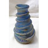 BLUE ROMAN GLASS VASE WITH SPIRALLED DECORATION - 12.