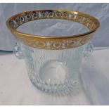 ST LOUIS FRANCE CRYSTAL ICE BUCKET WITH GILT THISTLE DECORATION HEIGHT 21CM Condition
