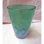 MONART GLASS VASE WITH MOTTLED GREEN & BLUE DECORATION,