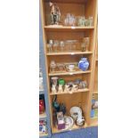 SELECTION OF VARIOUS PORCELAIN & GLASS INCLUDING DECORATIVE FIGURES, GINGER JAR,