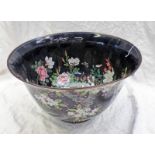 LARGE 19TH CENTURY CHINESE CLOISONNE FLOWER POT DECORATED WITH FLOWERS, BUTTERFLIES,