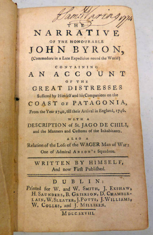 THE NARRATIVE OF THE HONOURABLE JOHN BYRON,