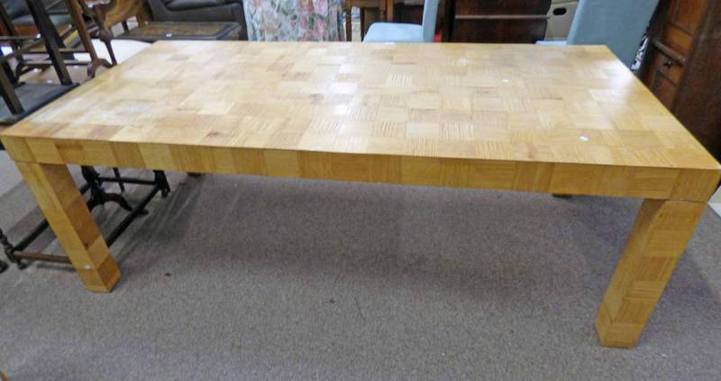 BAMBOO TILE EFFECT DINING TABLE ON SQUARE SUPPORTS