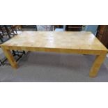 BAMBOO TILE EFFECT DINING TABLE ON SQUARE SUPPORTS
