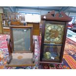 19TH CENTURY MAHOGANY SWIVEL MIRROR & MAHOGANY WALL CLOCK