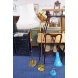 2 BRASS BASED LAMPS & BLUE ANGLEPOISE DESK LAMP